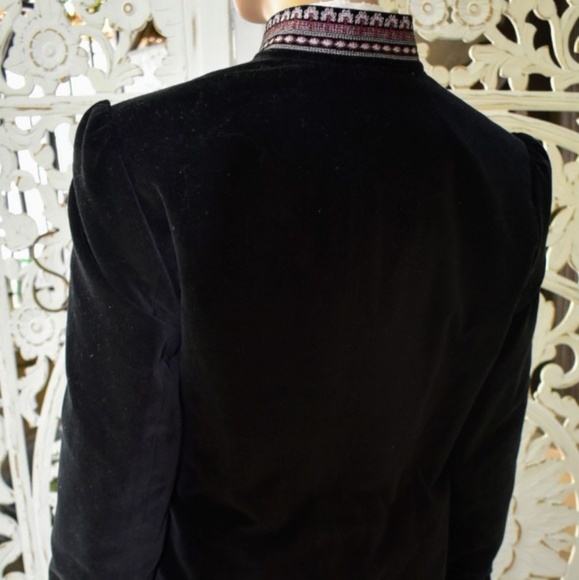 Vintage 80s/90s embroidered velveteen puffed sleev - Picture 6 of 6